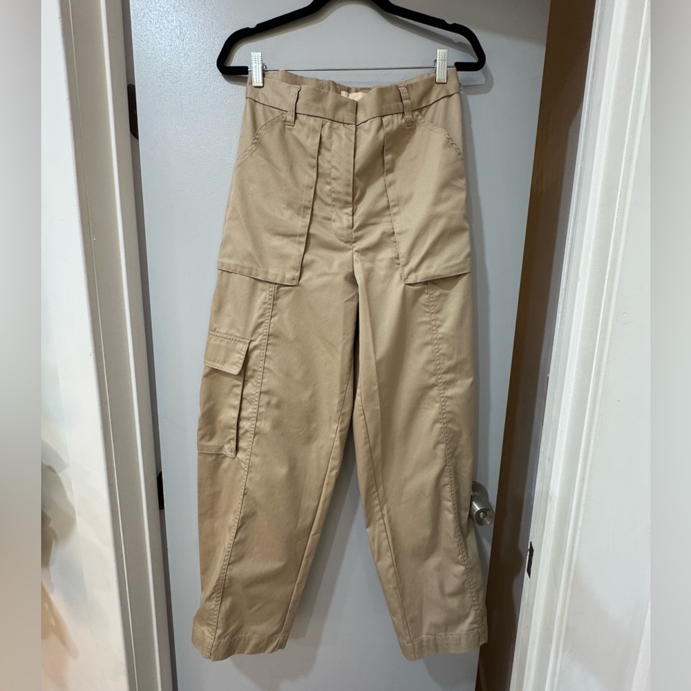 H&M Tan Cargo Pants Relaxed Fit Cotton